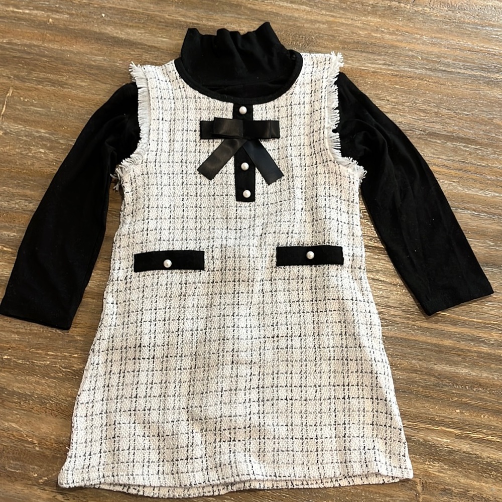 New !!  Little girls Tweed Designer inspired dress and mock neck tee size 6